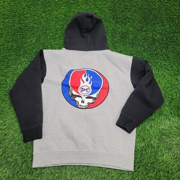 Vintage 90s Darkside Skull Crop Hoodie Medium 22x25 Two-Tone - Picture 1 of 16